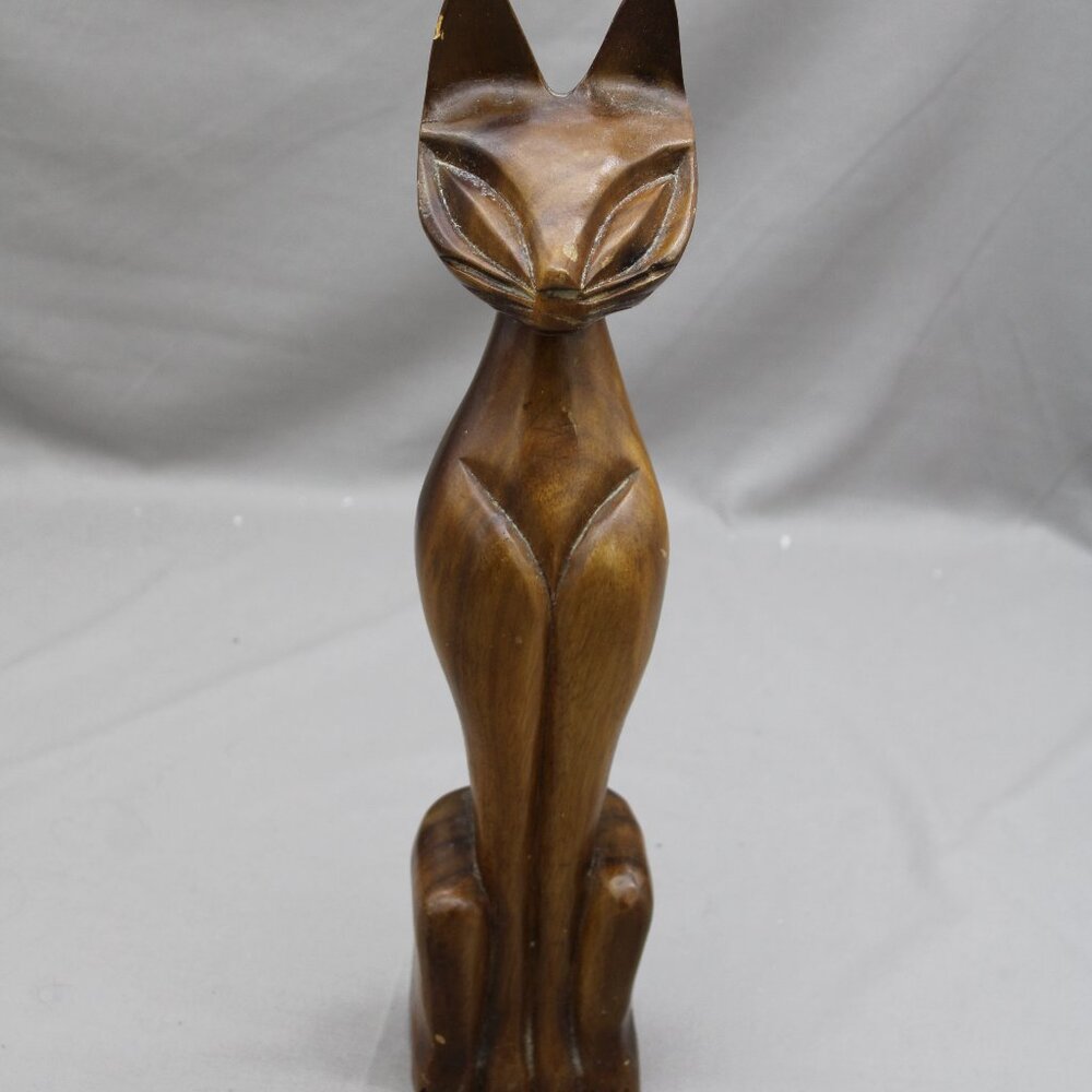 Vintage Tiki Figurine - Classic Tiki Cat - Wooden Figurine